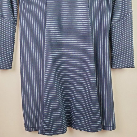 Prana Blue Striped Scramble Athletic High Neck Long Sleeve Dress Sz S - Picture 9 of 12